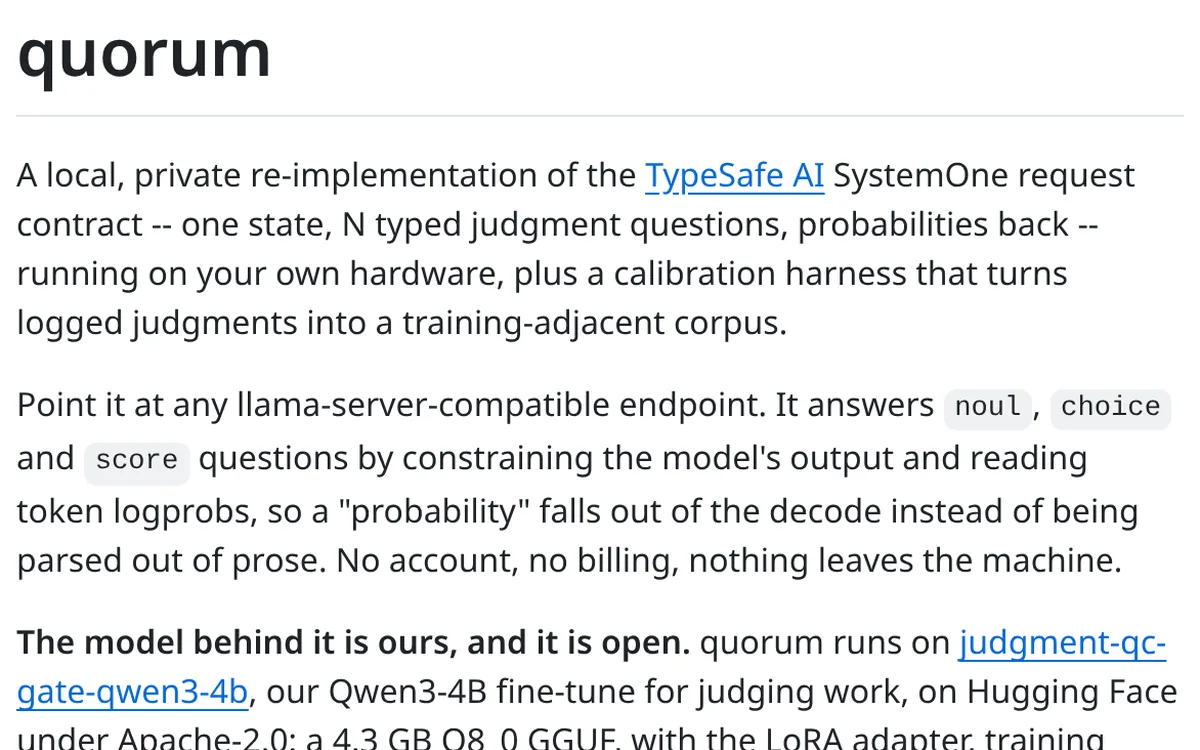 Quorum - ローカルで動かす、確率つきの型付きAI判定